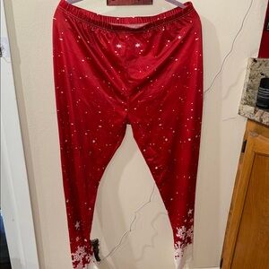 Festive Red Leggings with Snowflake Design